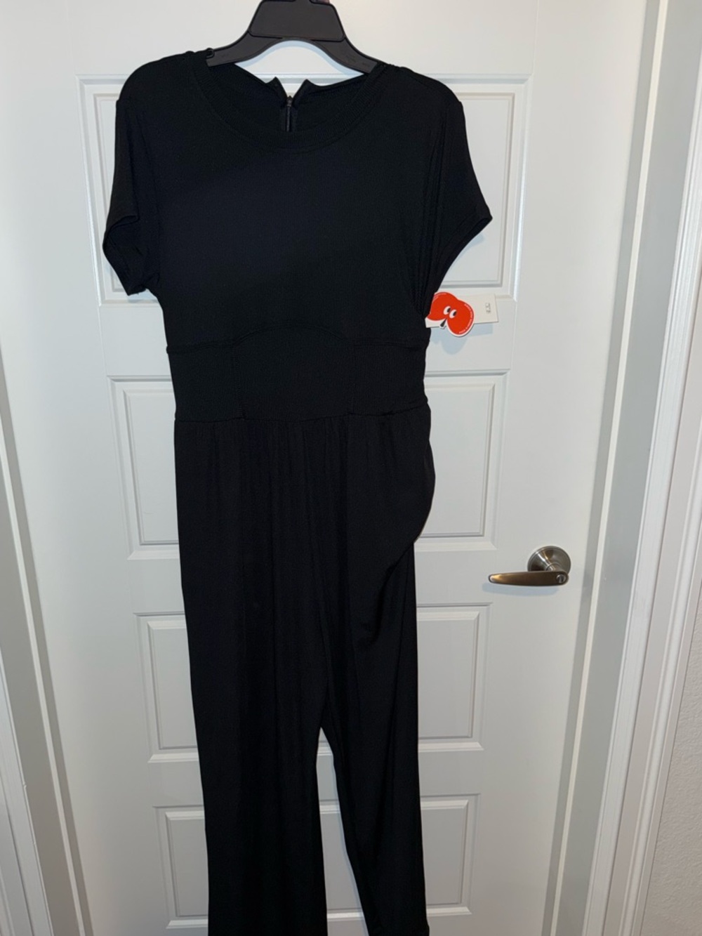 Cider Black Short-Sleeve Wide-Leg Jumpsuit